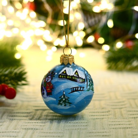 Christmas ball D-6 cm "Winter fun" manual painting, blue