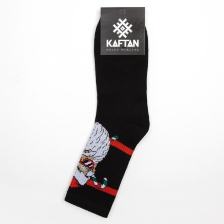 New Year's socks KAFTAN "Santa" size 41-44 (27-29 cm), black color-4