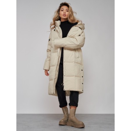Coat insulated winter female, size 46, beige color-17