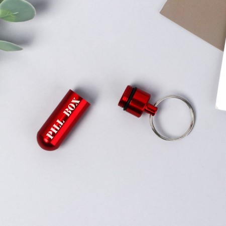 Tabalney keychain Pill Box, red, 1.4 x 5.2 cm.-4