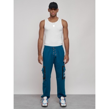 Sports male pants, size 50, blue color
