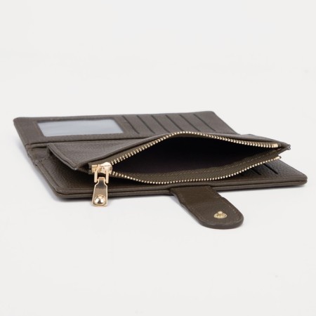 Women's wallet on the button, khaki color-4