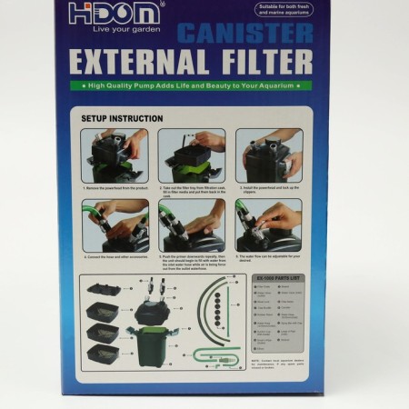External filter Hidom Ex-1000, 1000 l/h, 22 watts, with a set of fillers and accessories-6