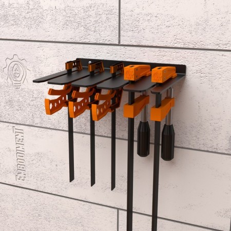 Storage holder F-shaped clamps, wall, black