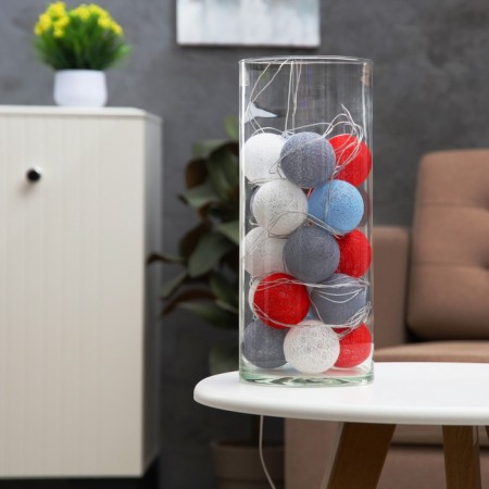 Garland “thread” 5 m with nozzles “red-blue”, IP20, transparent thread, 20 LED, glow warm white, 220 V-10