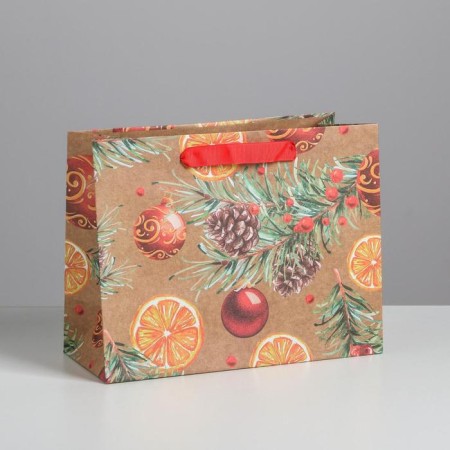 Craft horizontal package "New Year's balls", MS 23 x 18 x 10 cm, New Year-1