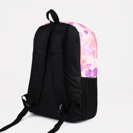 A backpack with a zipper, 3 outer pockets, pink color-3