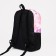 A backpack with a zipper, 3 outer pockets, pink color