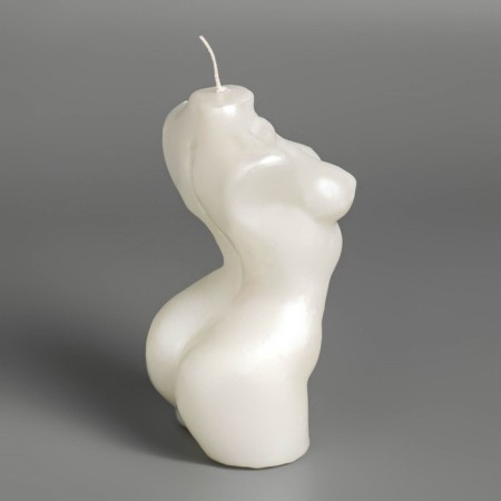 Figure candle Lacked "Women's silhouette", 10 cm, pearl-3