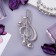 Brooch "Violin key" with pearl notes, white color in silver