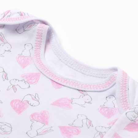 Body baby with short sleeve, white color/bunnies, height 74-1