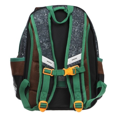 Frame backpack 39 x 29 x 17 cm, Across 410, filling: bag, pencil case, black/green ACR22-410-1-4