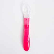 A spoon for nursery for feeding silicone, from 5 months, pink color