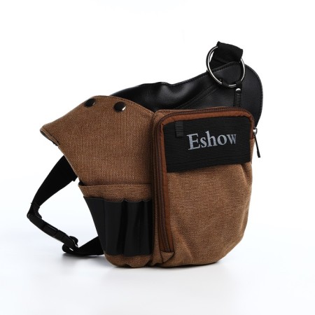 Lightning waist bag, 3 outer pockets, hook on the thigh, brown color-3
