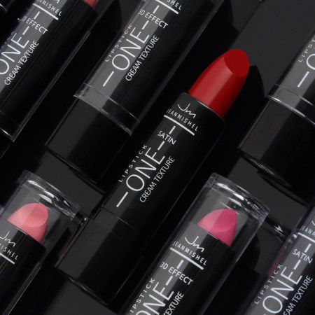 Lipstick Jeanmishel Satin Cream Texture tone 21 ruby-red, 14 g