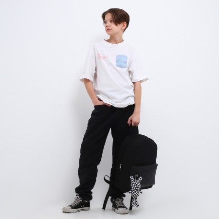 School textile school with pockets, 38x29x11 cm, black color-6