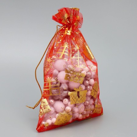 Bag Gift Organza "New Year's toys", 16 x 24 cm +/- 1.5 cm, New Year-1