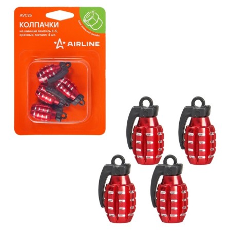 Caps on the tire valve K-5, red, metal, 4 pcs. AVC25