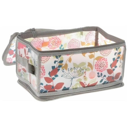 Folding box on the zipper "Summer", 30x15x15 cm, gray with flowers-3