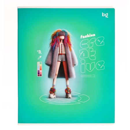 A notebook of 60 sheets, in a cage, on the bracket, fashion Creative, cover coated cardboard, glossy lamination, mix-5