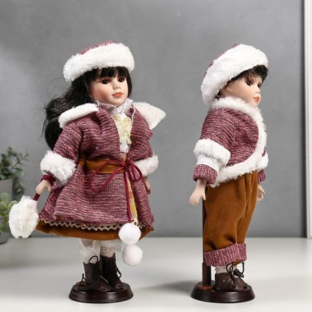 Doll Collectible couple set 2 pcs "Nick and Pasha in outfits with fur" 30 cm-2
