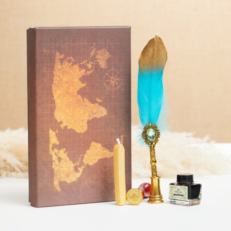 Gift set 5V1 "SELILENCE": Power handle green with gold, ink, print, wax