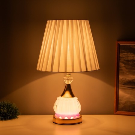 Table lamp "Eva" 1x40W E27 1x4W LED gold/pink 25x25x42cm-1