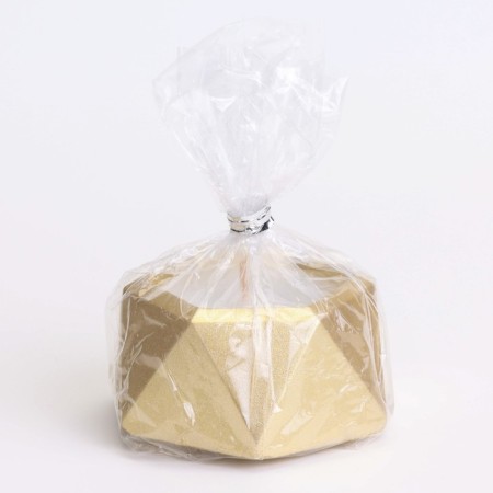 Candle "Hexagon. Marble" in the candlestick of gypsum is small, 7x3.5cm, gold-3