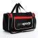 Sports bag with lightning, 3 outer pockets, long belt, black/red color