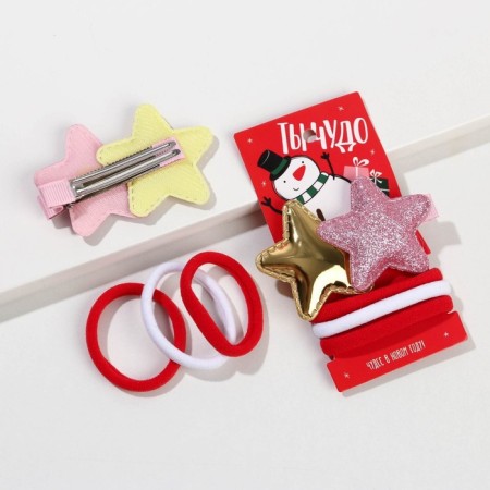 Elastic bands (3 pcs.) And hair clip "You are a miracle", set-1