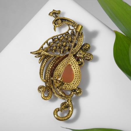 Brooch "Peacock" elegant, colored in black gold-1