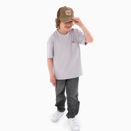 Baby cap for a boy with a grid Adventure, Jeans, Rr. 52-54, 5-7 years old-11