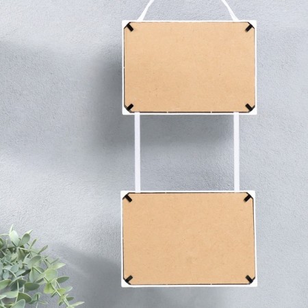 Double photo frame on braid L-4 10x15 cm white (plastic screen)-2