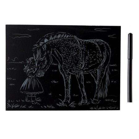 Engraving 18 × 24 cm, horses "Fjord horse" (holography)-2