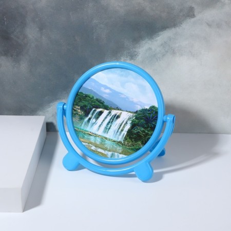 Mirror desktop "circle", D mirror surface 13.5 cm, blue color-3