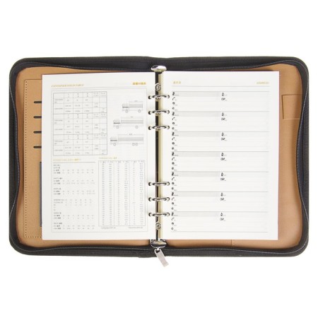 Organizer on rings A5, 100 sheets in a ruler, with a calculator, on a zipper, black-4