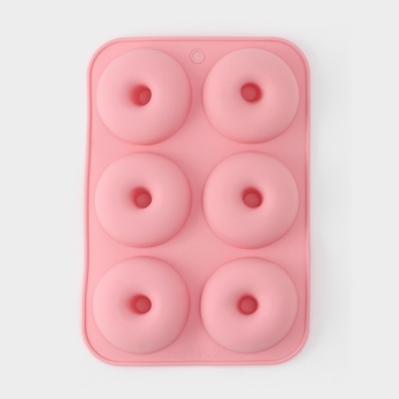 Baking uniform “Donut”, silicone, 26 × 18 × 2.5 cm, 6 cells (d = 7.5 cm), peach color-1