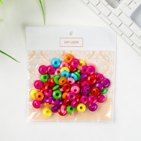 Beads for creativity plastic "Ring" Color set 100 pcs 1.2x1.2 cm-3