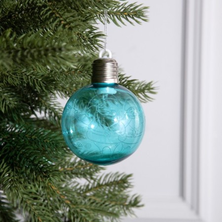 The Christmas ball "Santa Claus" is blue, batteries, 1 LED, glow warm white-1