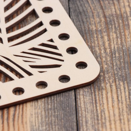 Rectangular knitting workpiece, leaves, plywood 41x25 cm, D 8 mm-1