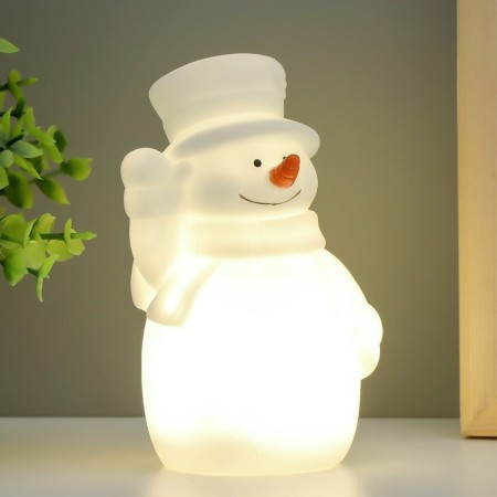 Nightnick "Snowman in a hat" LED from 3xlr44 batteries is white 7x7x12 cm-1