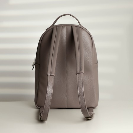 A backpack with a zipper, Textura, external pocket, gray-beige color-2