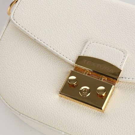 Women's bag on the valve, Textura, small size, white color-6