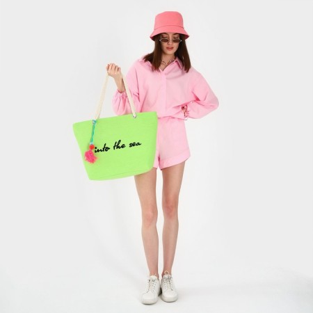 Bag Women's Beach Into the Sea, 50x34.5x14 cm, green color-4