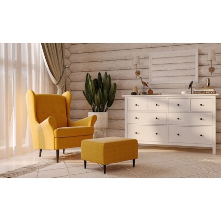 Puff "Kirkas", 560 × 360 × 430 mm, roasting fabric, yellow-orange color-3