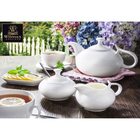 Tea steam porcelain Wilmax Olivia, 2 items: a cup 250 ml, a saucer d = 15 cm, white color-4
