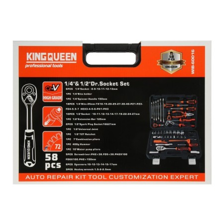 Set of instruments Universal Kingqueen Wib-60016, 1/4 1/2 ", 58 items-4