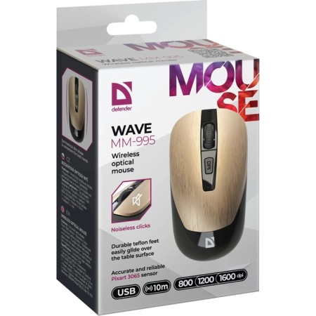 Mouse Defender Wave MM-995, wireless, optical, 1600 dpi, 1xaa (not in compli), brown-6