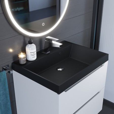 Sink uperwood Classic Quartz 60 cm, quartz, black matte, coal-3