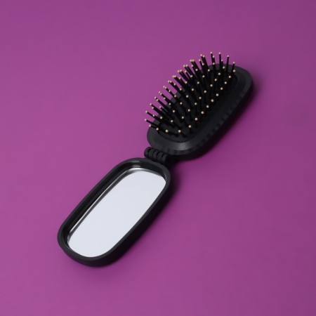 The comb is massage, folding, mirror, 9.5 × 5.5 cm, black color-4